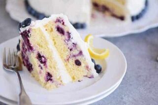 Lemon Blueberry Cake with Whipped Lemon Cream Frosting
