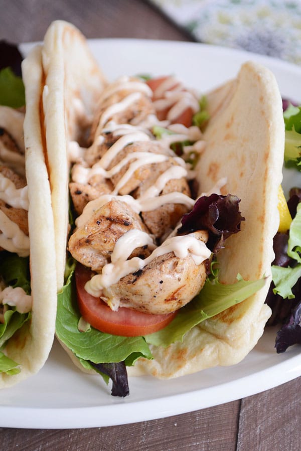 Grilled Lemon Chicken Wraps with Spicy Garlic Sauce Mel's Kitchen Cafe
