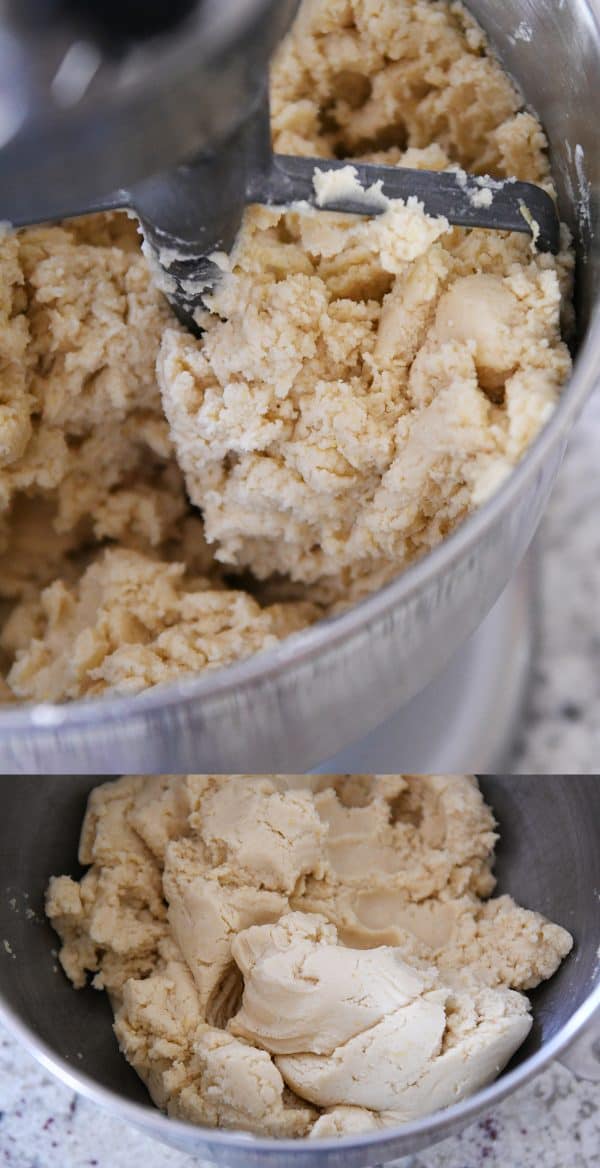 Mixing dough for lemon swig sugar cookies.