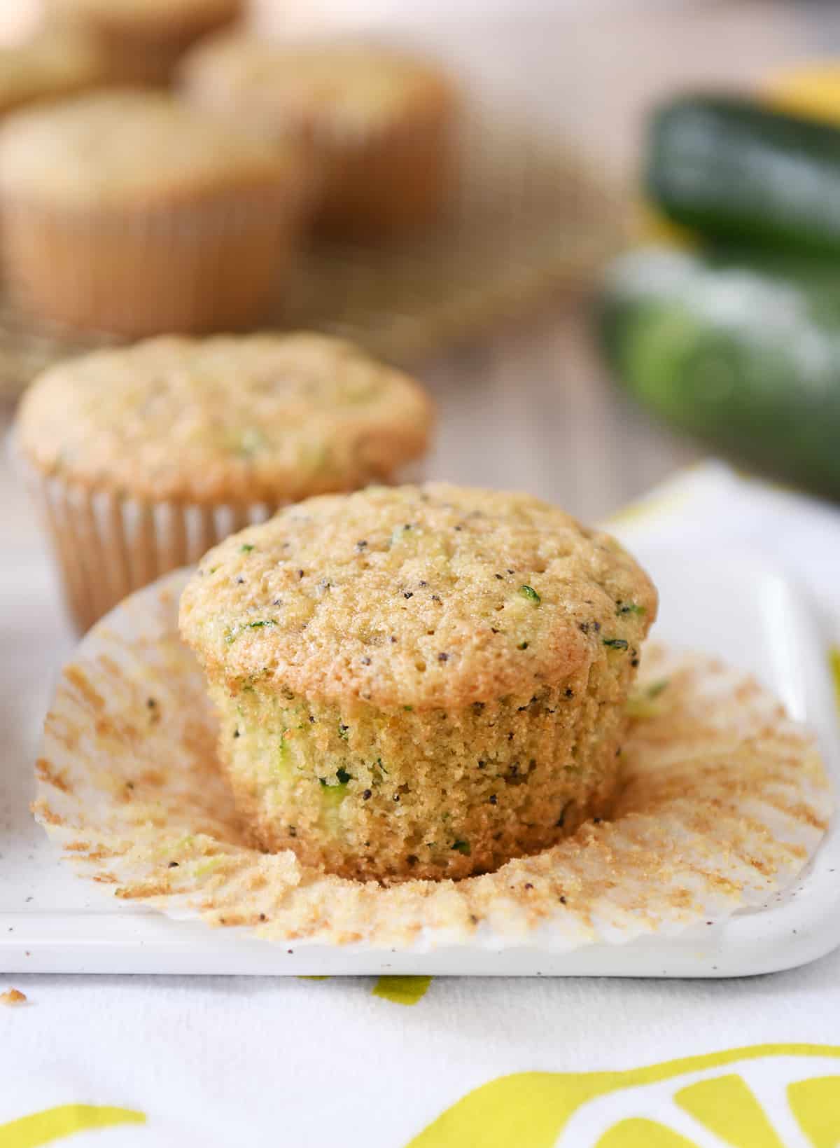 Lemon Poppy Seed Zucchini Muffins {Whole Grain}