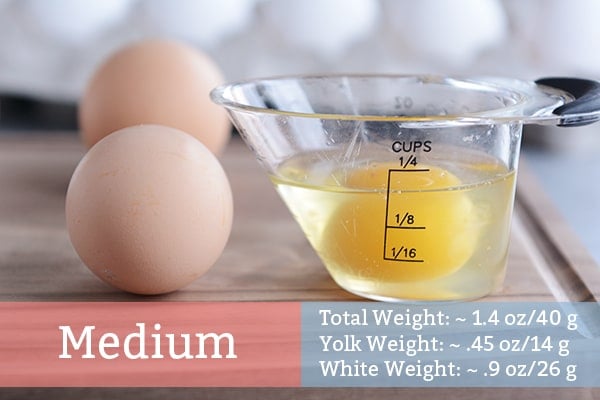 a cracked egg in a measuring cup with two brown eggs laying next to it