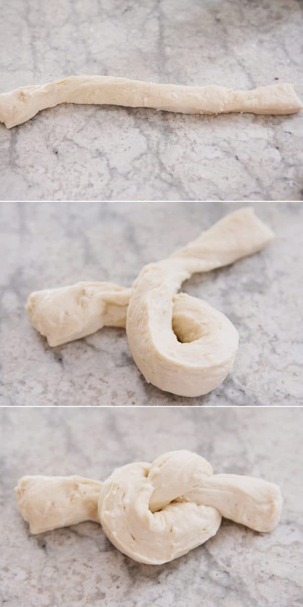 How to shape Parmesan breadstick knots.