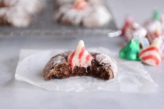 Chocolate Peppermint Crinkle Blossom Cookies