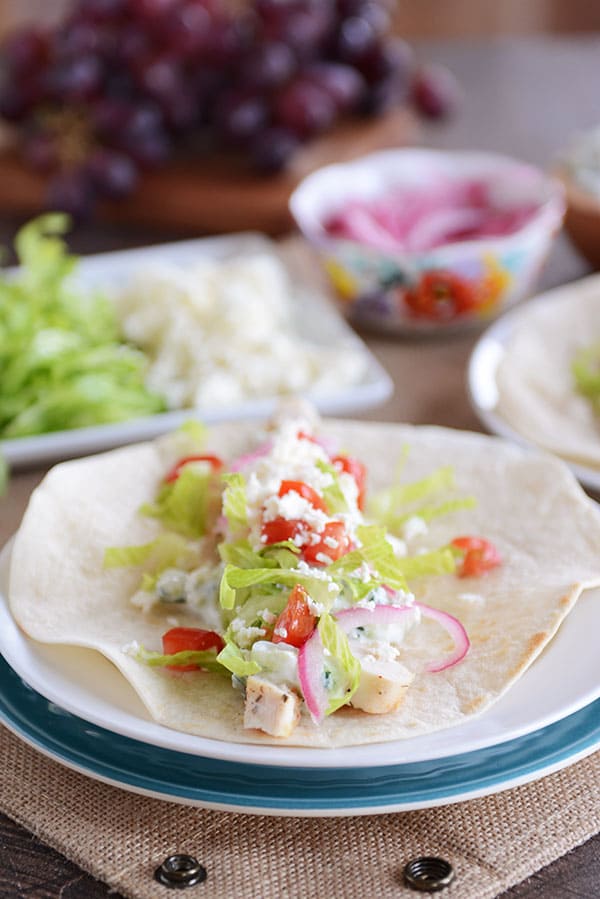 simple weeknight greek chicken burritos {or wraps!}