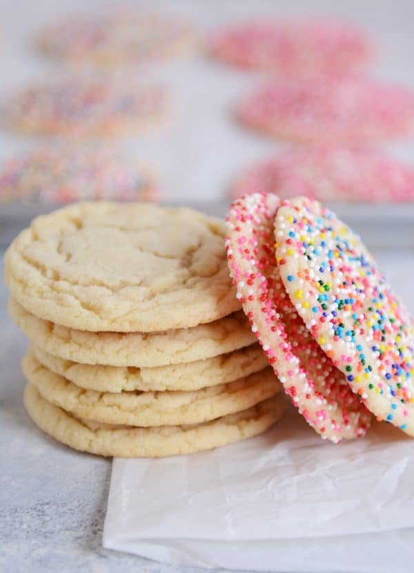 Soft and Chewy Sugar Cookies {with Valentine's sprinkles}