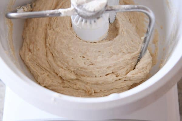 Mixing dough for cinnamon rolls in Bosch.