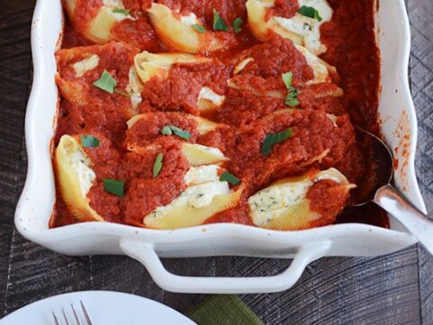 Simple Cheesy Ricotta Stuffed Shells