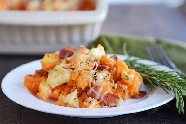 Stuffed Apple and Bacon Sweet Potato Casserole