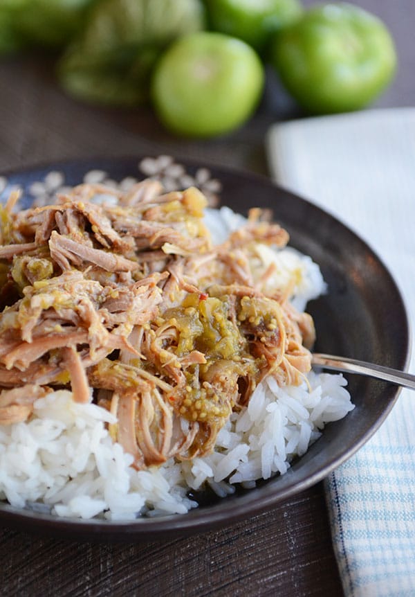 Slow Cooker Sweet Pork with Tomatillos and Chipotles