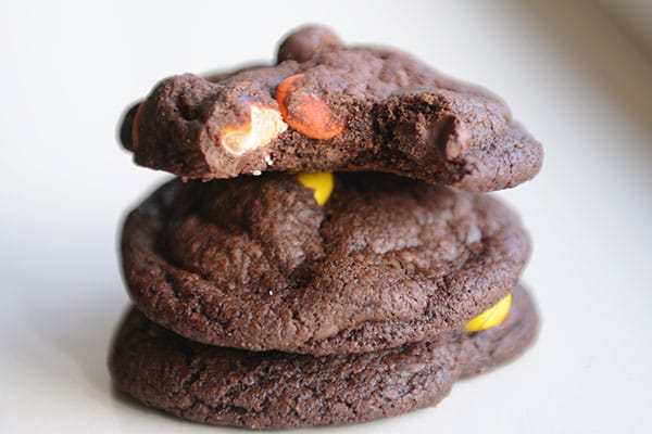 Triple Chocolate Fudge Peanut Butter Cookies