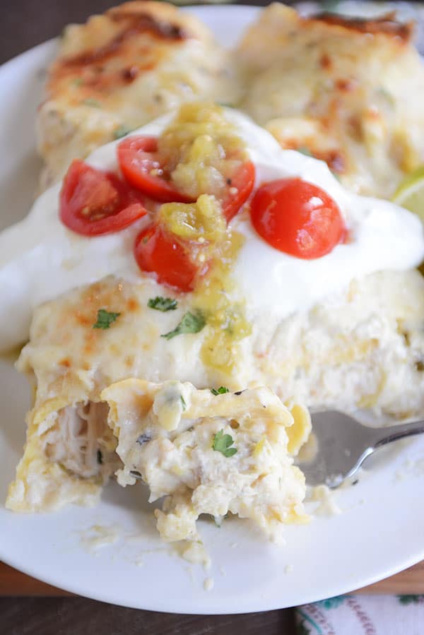 Creamy Green Chile Chicken Enchiladas Mel s Kitchen Cafe