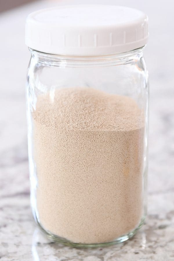 Instant yeast in mason jar.