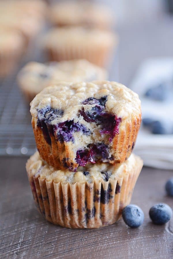 healthy yogurt oat blueberry {or chocolate chip!} muffins